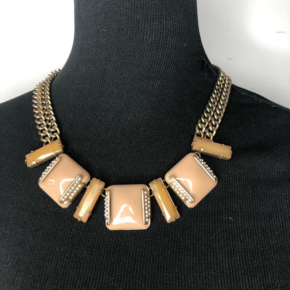 J. Crew Rhinestones Lucite Art Deco Style Necklace